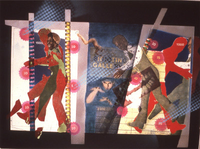 Shooting Gallery, 1983, painted photo-stat, mixed media, 18" x 24"