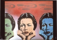 "Need Money?", 1981, painted photo-stat, mixed media, 18" x 24"